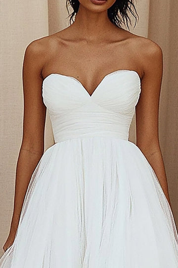 Trapèze Sweetheart Tulle Longueur cheville Petite Robe Blanche